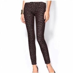 Free People FP Animal Print Skinny High Waist Cropped Jeans Women's Size 28